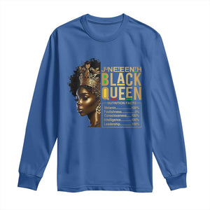 Juneteenth Black Queen Nutritional Facts Long Sleeve Shirt Afro Melanin Queen TS11 Royal Blue Print Your Wear