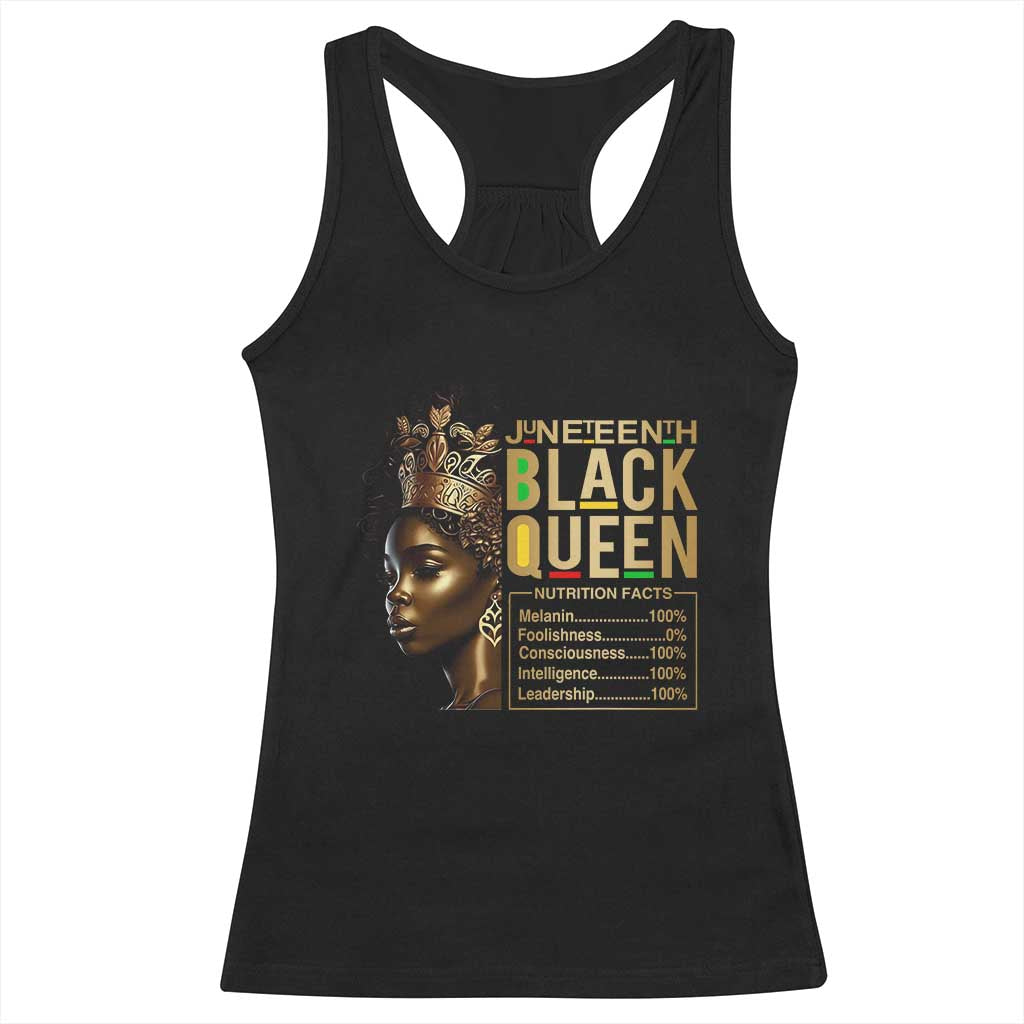 Juneteenth Black Queen Nutritional Facts Racerback Tank Top Afro Melanin Queen TS11 Black Print Your Wear