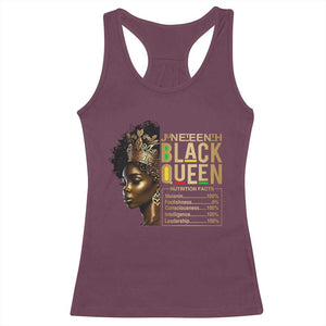 Juneteenth Black Queen Nutritional Facts Racerback Tank Top Afro Melanin Queen TS11 Maroon Print Your Wear
