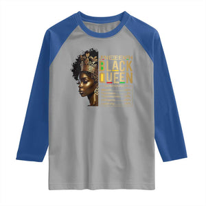 Juneteenth Black Queen Nutritional Facts Raglan Shirt Afro Melanin Queen TS11 Sport Gray Royal Print Your Wear
