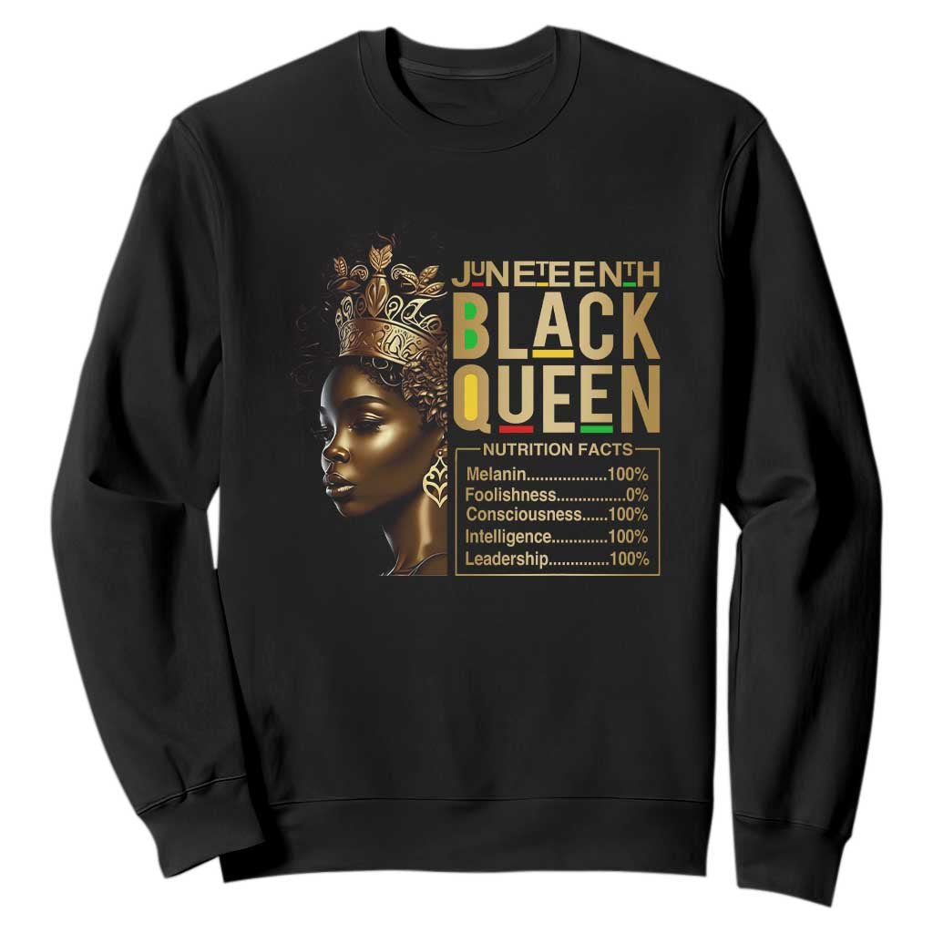 Juneteenth Black Queen Nutritional Facts Sweatshirt Afro Melanin Queen TS11 Black Print Your Wear