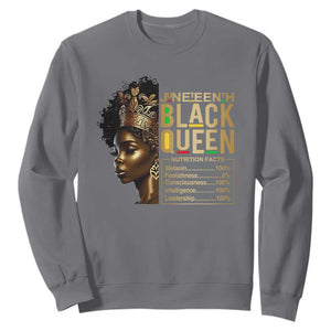 Juneteenth Black Queen Nutritional Facts Sweatshirt Afro Melanin Queen TS11 Charcoal Print Your Wear