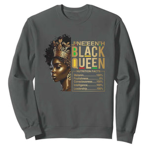 Juneteenth Black Queen Nutritional Facts Sweatshirt Afro Melanin Queen TS11 Dark Heather Print Your Wear
