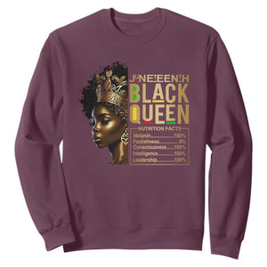 Juneteenth Black Queen Nutritional Facts Sweatshirt Afro Melanin Queen TS11 Maroon Print Your Wear