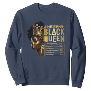 Juneteenth Black Queen Nutritional Facts Sweatshirt Afro Melanin Queen TS11 Navy Print Your Wear