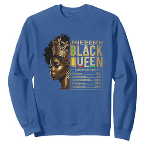 Juneteenth Black Queen Nutritional Facts Sweatshirt Afro Melanin Queen TS11 Royal Blue Print Your Wear