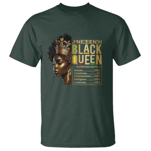 Juneteenth Black Queen Nutritional Facts T Shirt Afro Melanin Queen TS11 Dark Forest Green Print Your Wear