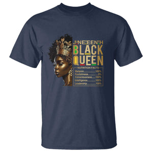 Juneteenth Black Queen Nutritional Facts T Shirt Afro Melanin Queen TS11 Navy Print Your Wear