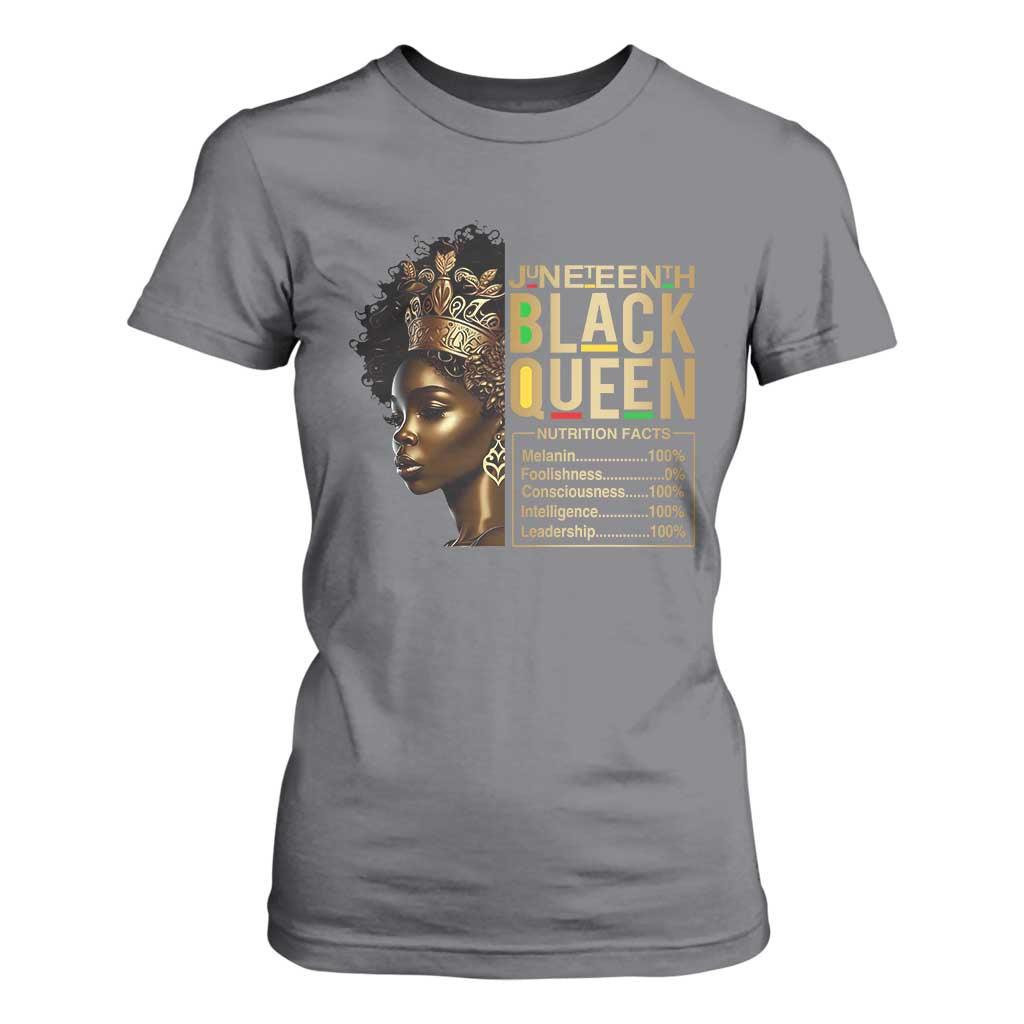 Juneteenth Black Queen Nutritional Facts T Shirt For Women Afro Melanin Queen TS11 Charcoal Print Your Wear