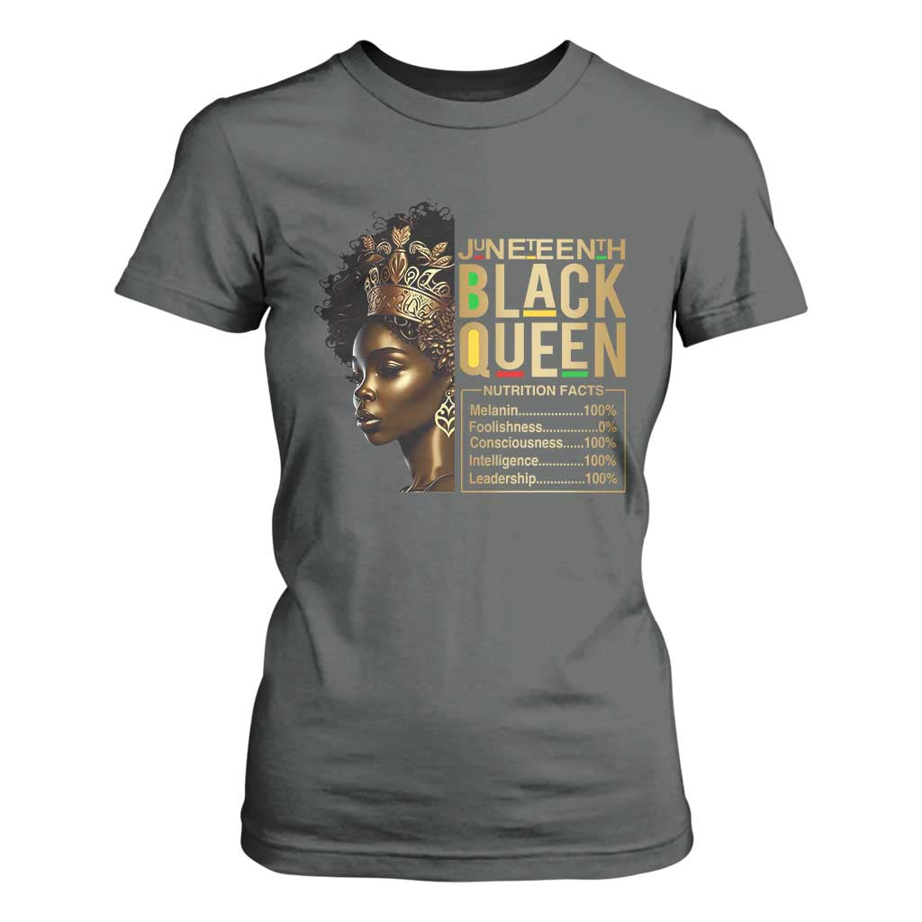Juneteenth Black Queen Nutritional Facts T Shirt For Women Afro Melanin Queen TS11 Dark Heather Print Your Wear