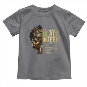 Juneteenth Black Queen Nutritional Facts Toddler T Shirt Afro Melanin Queen TS11 Charcoal Print Your Wear