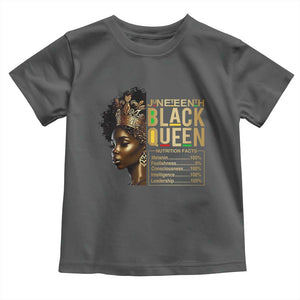 Juneteenth Black Queen Nutritional Facts Toddler T Shirt Afro Melanin Queen TS11 Dark Heather Print Your Wear