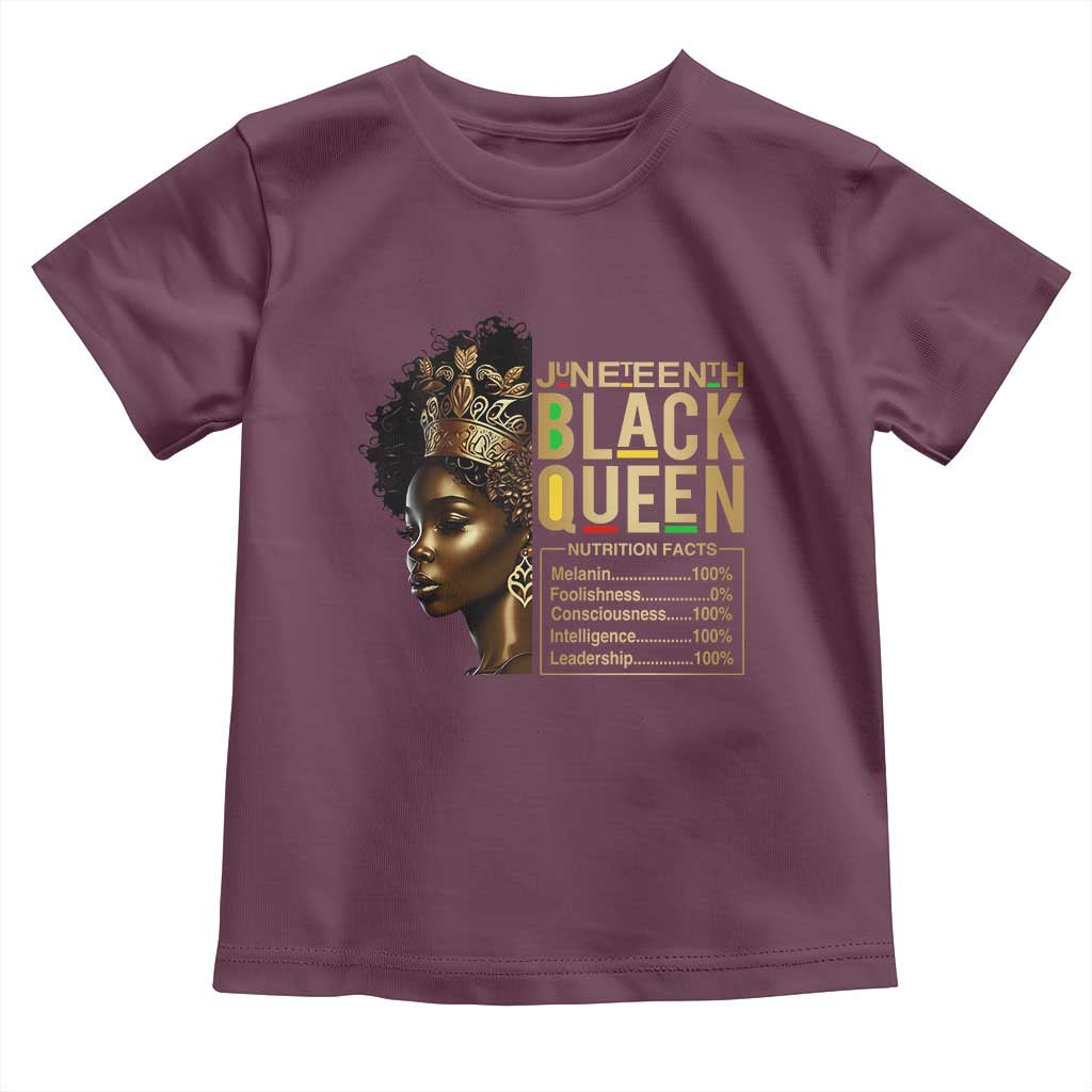 Juneteenth Black Queen Nutritional Facts Toddler T Shirt Afro Melanin Queen TS11 Maroon Print Your Wear