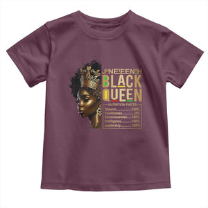 Juneteenth Black Queen Nutritional Facts Toddler T Shirt Afro Melanin Queen TS11 Maroon Print Your Wear