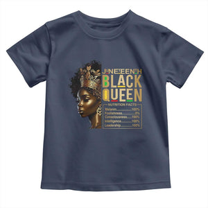 Juneteenth Black Queen Nutritional Facts Toddler T Shirt Afro Melanin Queen TS11 Navy Print Your Wear