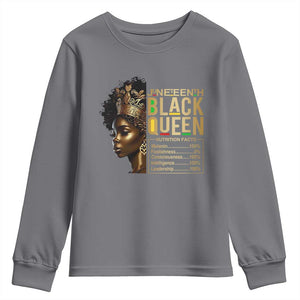 Juneteenth Black Queen Nutritional Facts Youth Sweatshirt Afro Melanin Queen TS11 Charcoal Print Your Wear