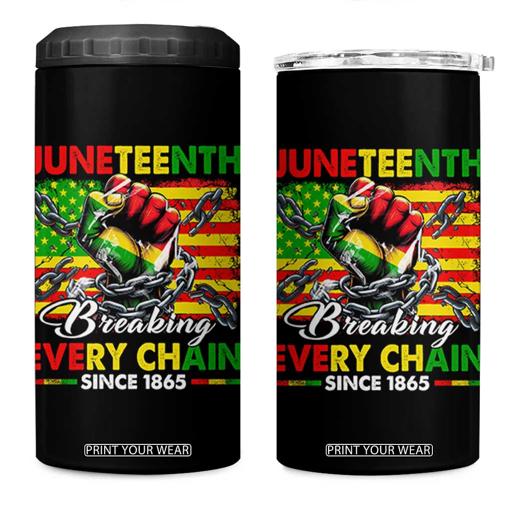 Juneteenth Breaking Every Chain Since 1865 4 in 1 Can Cooler Tumbler Hand Fist Freedom TS11 One Size: 16 oz Black Print Your Wear