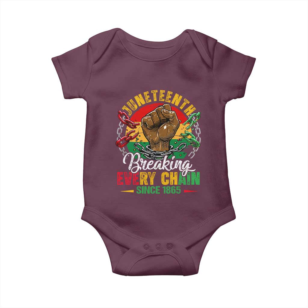 Juneteenth Breaking Every Chain Since 1865 Baby Onesie Retro Vintage TS10 Maroon Print Your Wear
