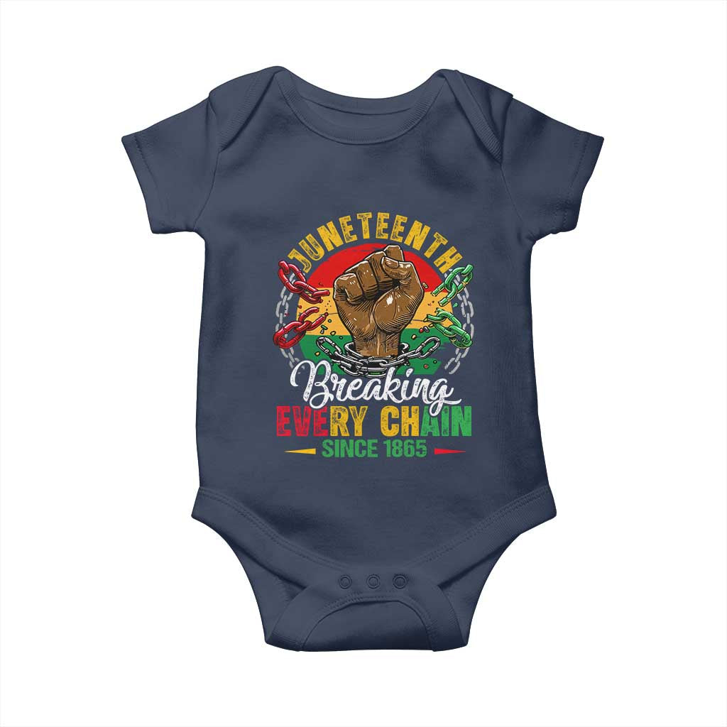 Juneteenth Breaking Every Chain Since 1865 Baby Onesie Retro Vintage TS10 Navy Print Your Wear