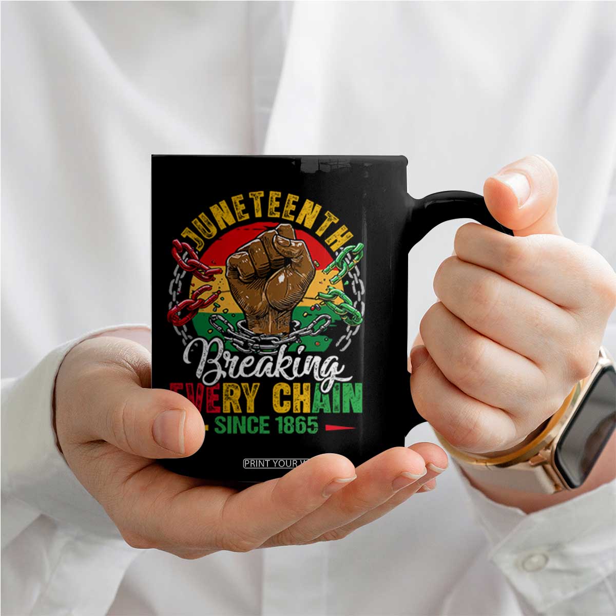 Juneteenth Breaking Every Chain Since 1865 Coffee Mug Retro Vintage TS10 Print Your Wear
