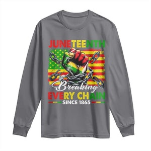 Juneteenth Breaking Every Chain Since 1865 Long Sleeve Shirt Hand Fist Freedom TS11 Charcoal Print Your Wear