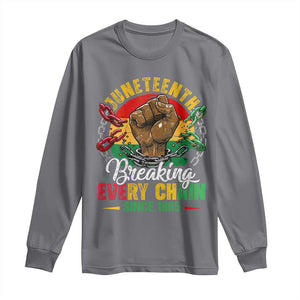 Juneteenth Breaking Every Chain Since 1865 Long Sleeve Shirt Retro Vintage TS10 Charcoal Print Your Wear