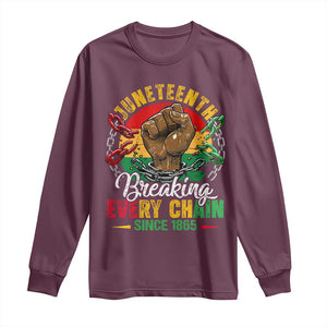 Juneteenth Breaking Every Chain Since 1865 Long Sleeve Shirt Retro Vintage TS10 Maroon Print Your Wear