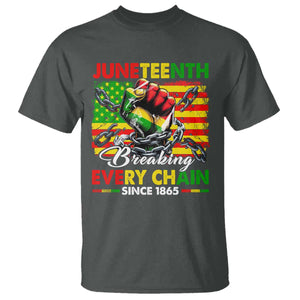 Juneteenth Breaking Every Chain Since 1865 T Shirt Hand Fist Freedom TS11 Dark Heather Print Your Wear