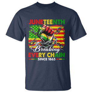 Juneteenth Breaking Every Chain Since 1865 T Shirt Hand Fist Freedom TS11 Navy Print Your Wear