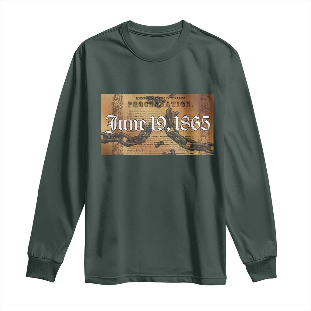 Juneteenth Emancipation Proclamation End of Slavery Long Sleeve Shirt Black Freedom History TS10 Dark Forest Green Print Your Wear