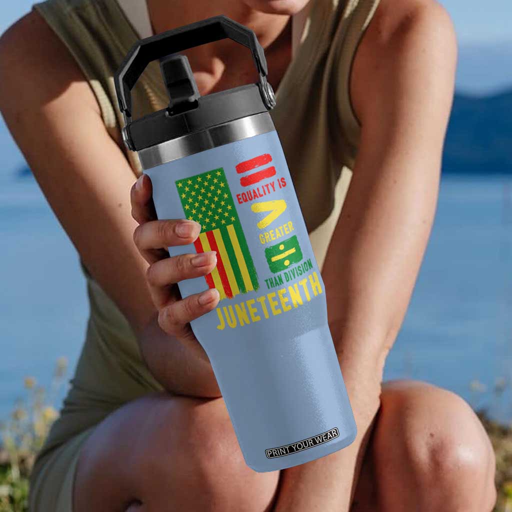 Juneteenth Equality Is Greater Than Division Flip Straw Tumbler Juneteenth American Flag TS11 One Size: 30 oz Light Blue Print Your Wear