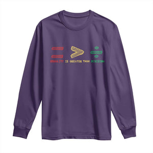 Juneteenth Equality Is Greater Than Division Long Sleeve Shirt Equal Rights Math Symbol TS11 Purple Print Your Wear