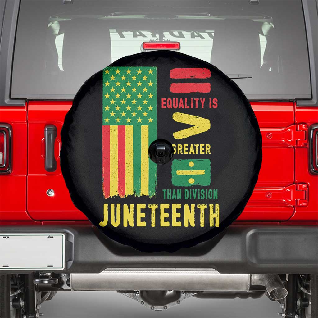 Juneteenth Equality Is Greater Than Division Spare Tire Cover Juneteenth American Flag TS11 Black Print Your Wear