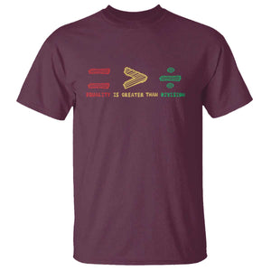 Juneteenth Equality Is Greater Than Division T Shirt Equal Rights Math Symbol TS11 Maroon Print Your Wear
