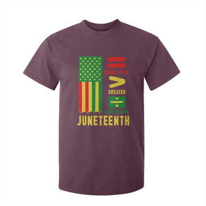 Juneteenth Equality Is Greater Than Division T Shirt For Kid Juneteenth American Flag TS11 Maroon Print Your Wear