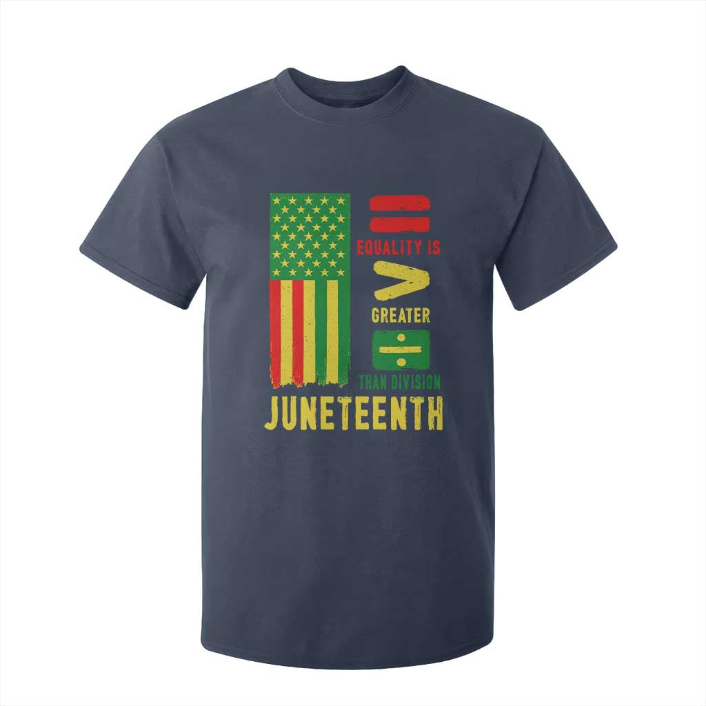 Juneteenth Equality Is Greater Than Division T Shirt For Kid Juneteenth American Flag TS11 Navy Print Your Wear