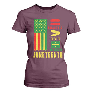 Juneteenth Equality Is Greater Than Division T Shirt For Women Juneteenth American Flag TS11 Maroon Print Your Wear