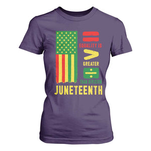 Juneteenth Equality Is Greater Than Division T Shirt For Women Juneteenth American Flag TS11 Purple Print Your Wear