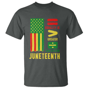 Juneteenth Equality Is Greater Than Division T Shirt Juneteenth American Flag TS11 Dark Heather Print Your Wear
