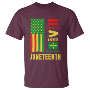 Juneteenth Equality Is Greater Than Division T Shirt Juneteenth American Flag TS11 Maroon Print Your Wear