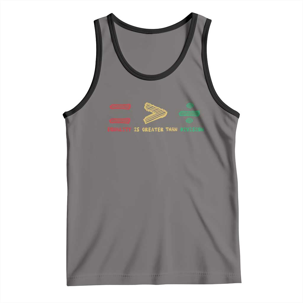 Juneteenth Equality Is Greater Than Division Tank Top Equal Rights Math Symbol TS11 Deep Heather Black Print Your Wear