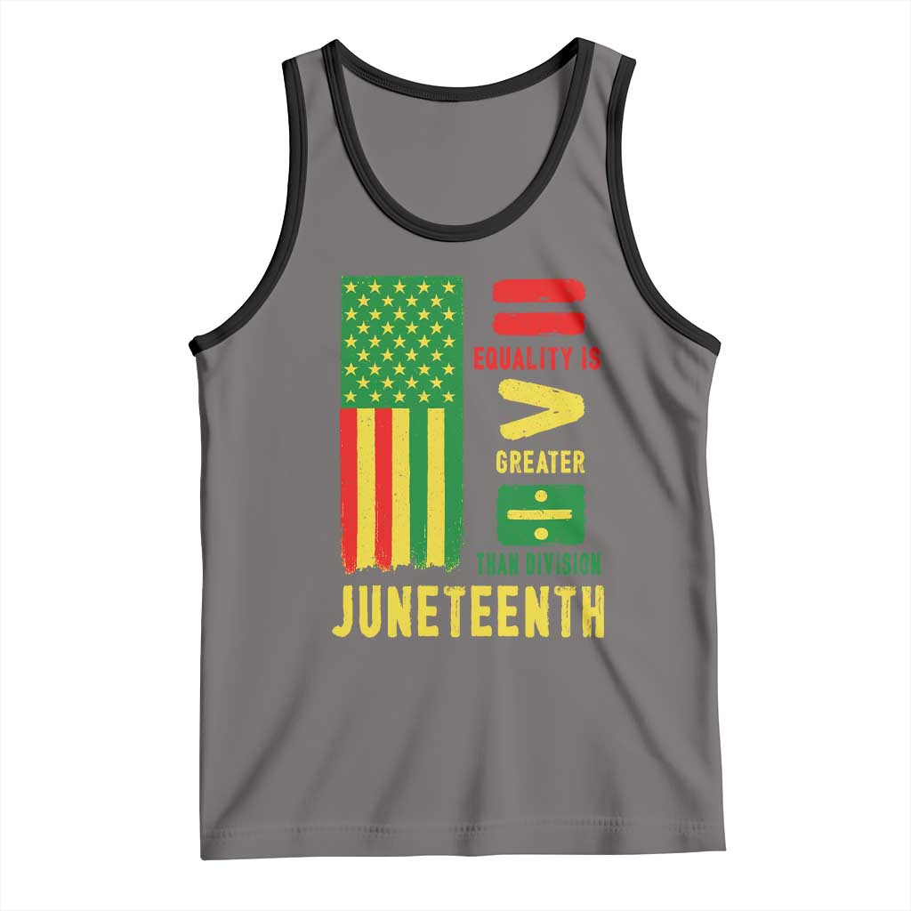Juneteenth Equality Is Greater Than Division Tank Top Juneteenth American Flag TS11 Deep Heather Black Print Your Wear