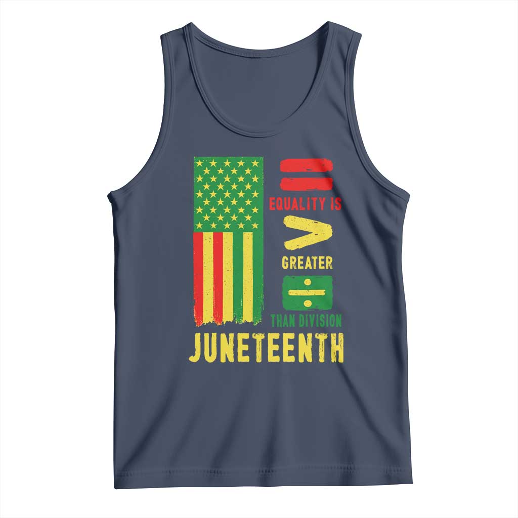 Juneteenth Equality Is Greater Than Division Tank Top Juneteenth American Flag TS11 Navy Print Your Wear