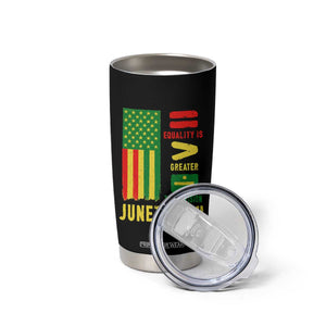 Juneteenth Equality Is Greater Than Division Tumbler Cup Juneteenth American Flag TS11 Print Your Wear