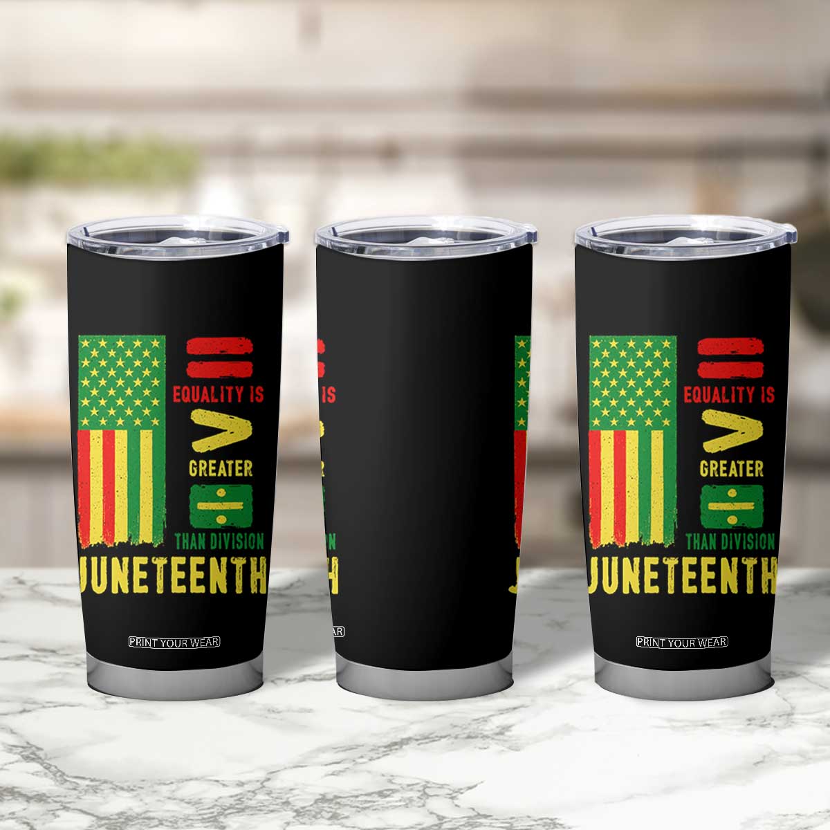 Juneteenth Equality Is Greater Than Division Tumbler Cup Juneteenth American Flag TS11 Print Your Wear