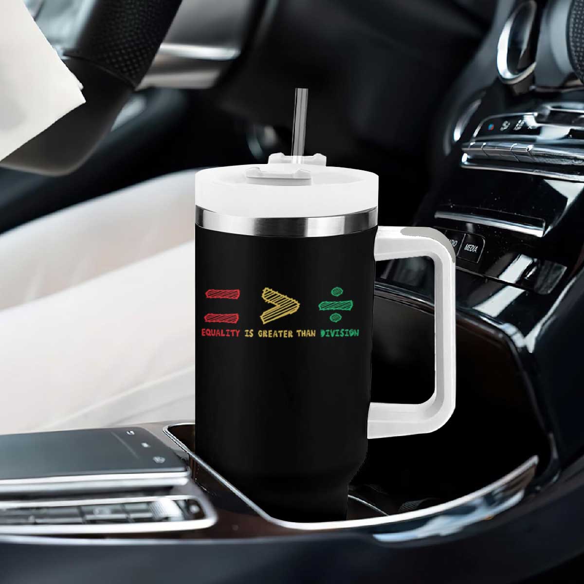 Juneteenth Equality Is Greater Than Division Tumbler With Handle Equal Rights Math Symbol TS11 Print Your Wear