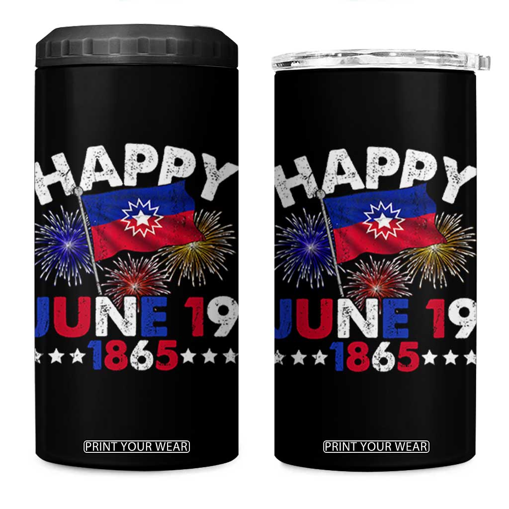 Juneteenth Flag 4 in 1 Can Cooler Tumbler Black Freedom Black History June 19 1865 TS10 One Size: 16 oz Black Print Your Wear