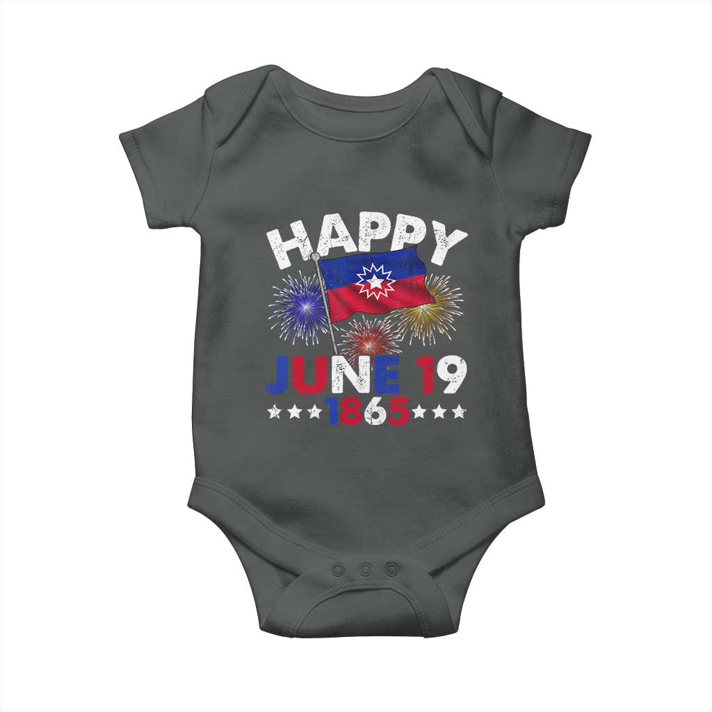 Juneteenth Flag Baby Onesie Black Freedom Black History June 19 1865 TS10 Dark Heather Print Your Wear