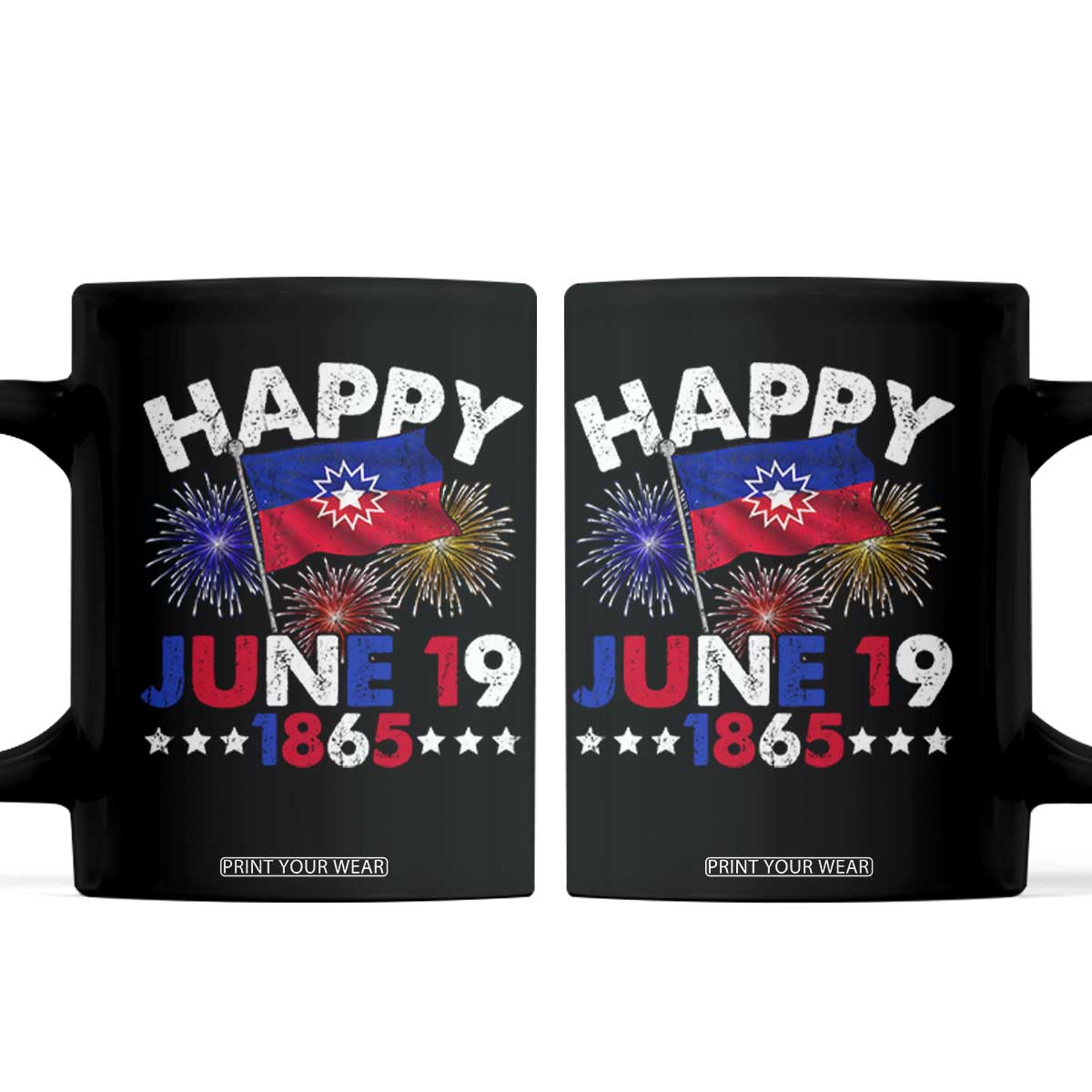 Juneteenth Flag Coffee Mug Black Freedom Black History June 19 1865 TS10 Black Print Your Wear