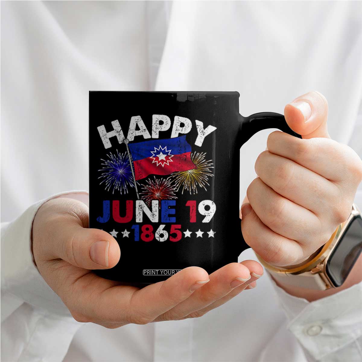 Juneteenth Flag Coffee Mug Black Freedom Black History June 19 1865 TS10 Print Your Wear